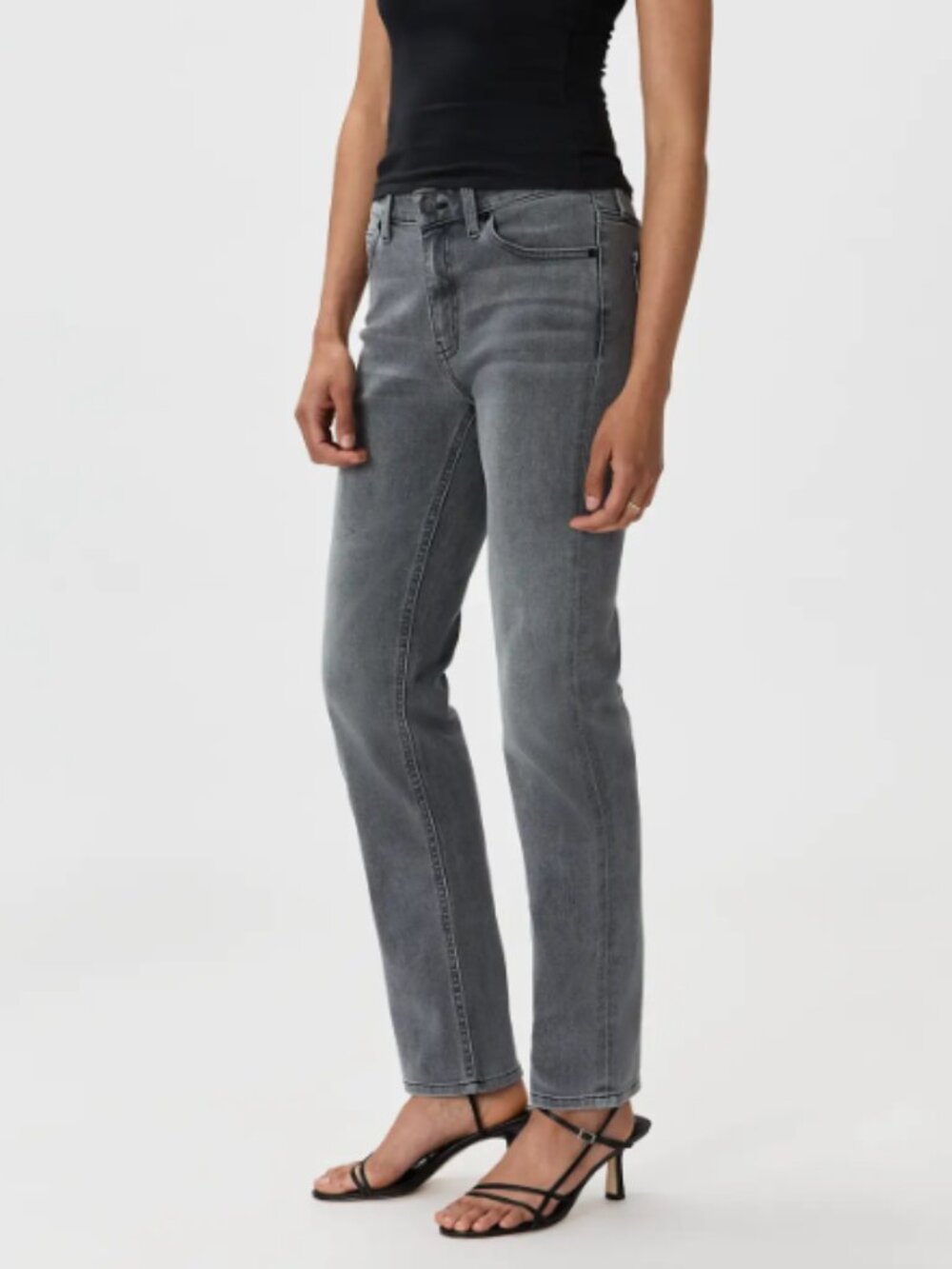 Quince Luna Stretch Slim Straight Jeans Grey 32